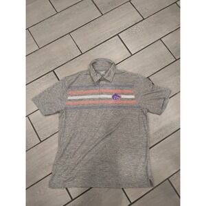 NWOT Captivating Mens Gray Heathered Polo Shirt Boise‎ State Broncos Logo L